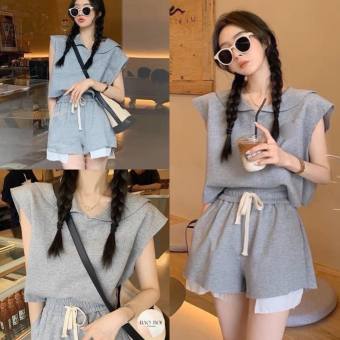 SÉT BỘ THỂ THAO NAM NỮ UNISEX, BỘ THỂ THAO ÁO TANKTOP CỔ POLO MÀU XÁM B56 , BỘ THỂ THAO CỔ ĐỨC HÀN QUỐC CHẤT COTTON QUẦN SHORT ỐNG RỘNG LƯNG CAO LEVERMART, BỘ MẶC NHÀ, BỘ ĐỒ ÁO THUN UNISEX, SÉT ĐỒ NỮ, SÉT BỘ NỮ