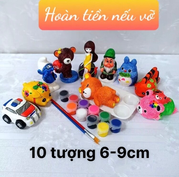 Combo 10 tượng thạch cao size 6-9cm - Tô tượng cho bé Smart Baby