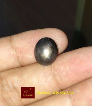 Mặt Đá Saphia Sao Đen Tự Nhiên Làm Mặt Nhẫn Nam, 10,65ct, Đá Mài Sống, Sao 6 cánh