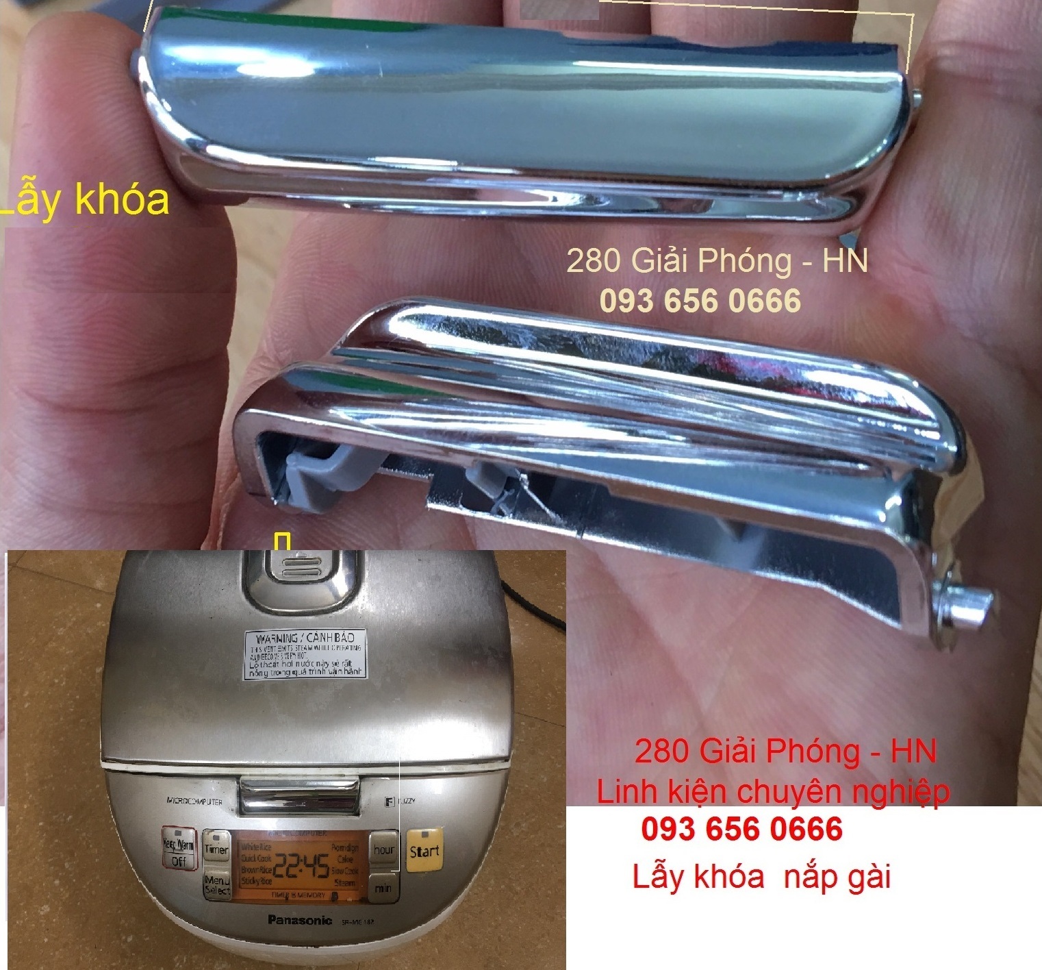 Lẫy khóa nồi cơm điện Panasonic SRMG182 - Phụ kiện linh kiện nồi cơm điện Panasonic