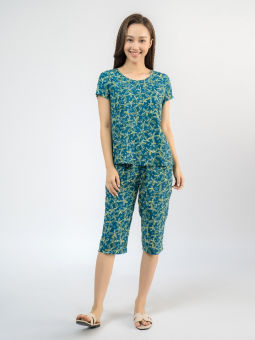 WINNY - Bộ đồ lanh cộc tay quần ngố mặc nhà 2MNLA22064N