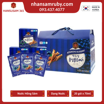 Nước Hồng Sâm Việt Quất 365  Hansusam Hàn Quốc Xách 20 gói x 70ml - Date 2025