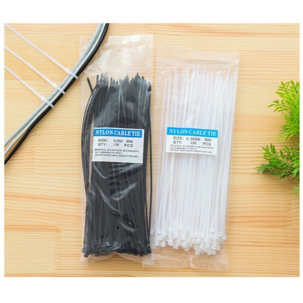 Bịch 100 dây thít, dây rút nhựa trắng, đen - dây rút