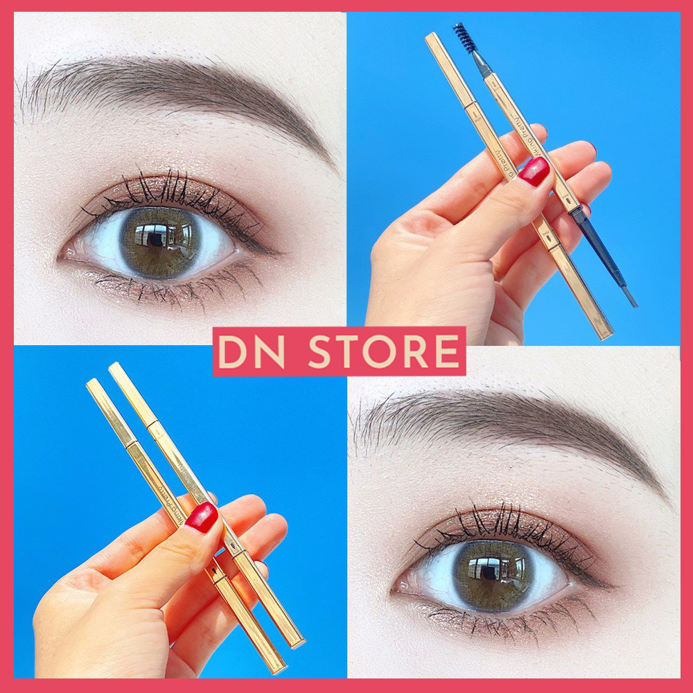 Chì kẻ mày 2 đầu khối vàng mking pretty lâu trôi - bút kẻ chân mày sang chảnh, bút kẻ chì mày mỹ phẩm nội địa trung