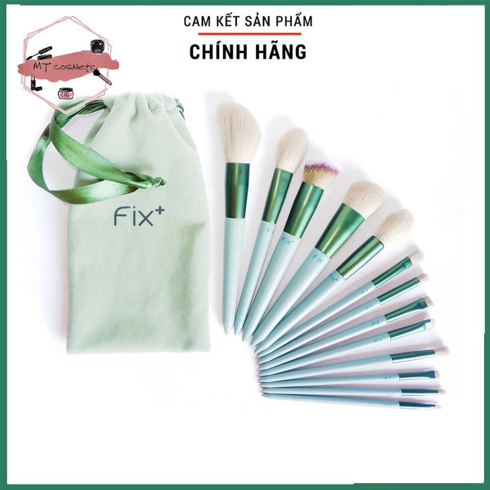Bộ cọ trang điểm FIX 13 sản phẩm kèm túi đựng - bao gồm cọ đánh nền, cọ mắt, cọ phấn phủ...
