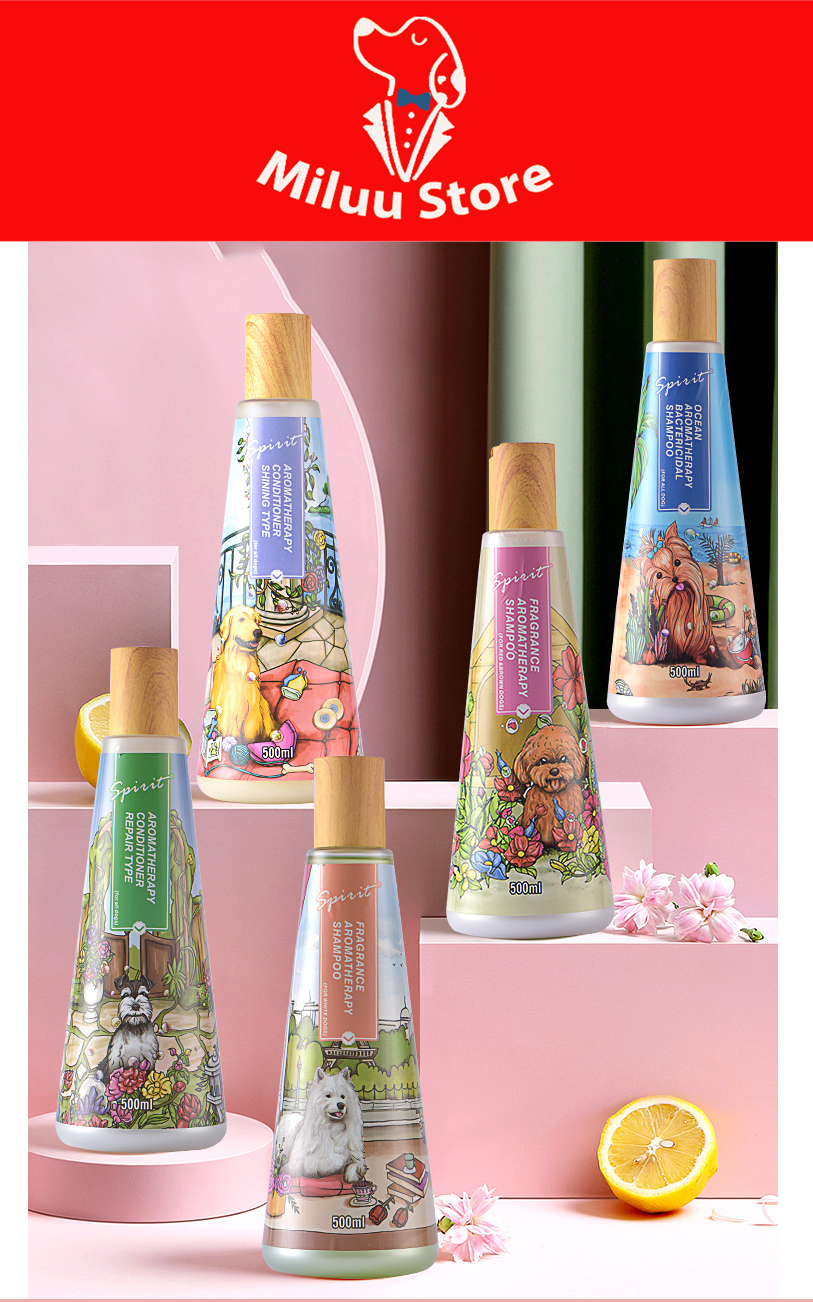 Sữa tắm cho chó thơm lâu SPIRIT, nắp gỗ 500ml poodle, lông trắng, lông màu - Sữa tắm chó hương nước hoa