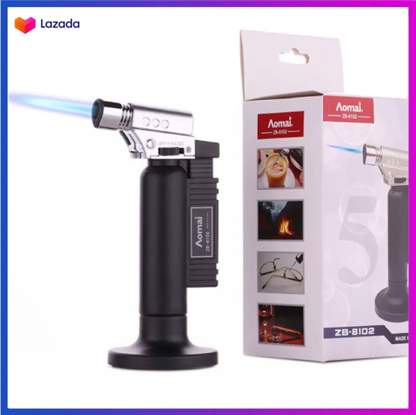 Bật lửa khò gas Aomai cao cấp cầm tay - Hột quẹt gas mini tích hợp chế độ giữ lửa có van tăng giảm