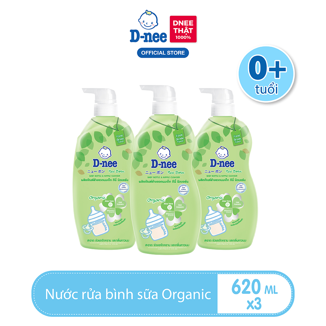Combo 3 nước rửa bình sữa d-nee organic 600 ml