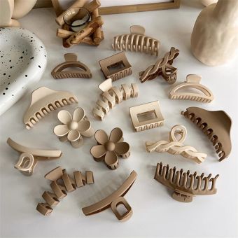 Set 9 chiếc kẹp tóc bản to màu cà phê mẫu mới 2022 cho bạn gái kẹp tóc càng cua Korea Style chất liệu nhựa Acrylic