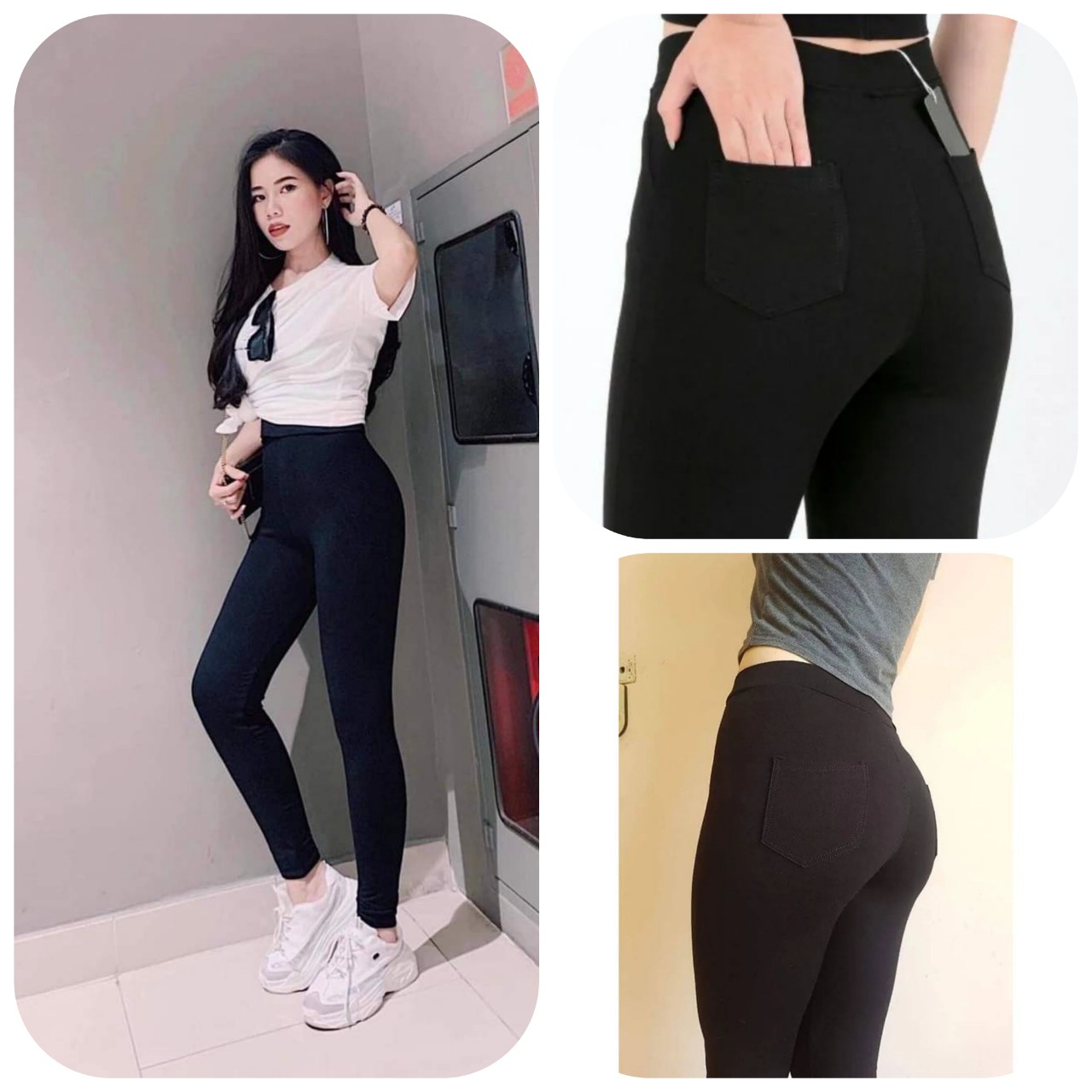 Quần legging nữ dài đẹp vải thun cotton co giãn ôm bó, Quần tregging nữ dài tập gym lưng cạp cao nâng mông