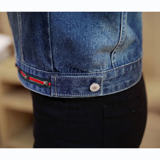 Áo Khoác Jean Nữ Đính Viền Màu