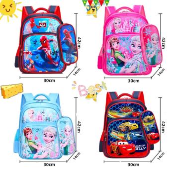 Cặp balo học sinh tiểu học giảm ảnh hưởng cột sống kèm bóp viết họa tiết hoạt hình