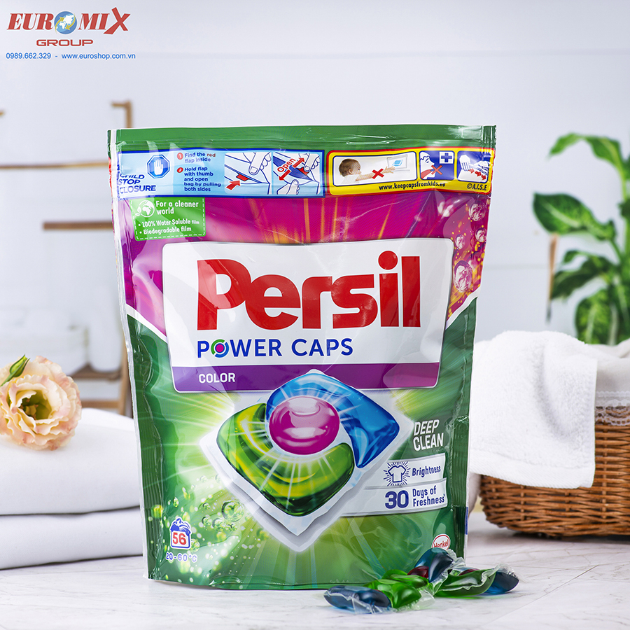 Viên Giặt Xả Persil Power Caps 56 Viên Color Doypack Sạch Sâu