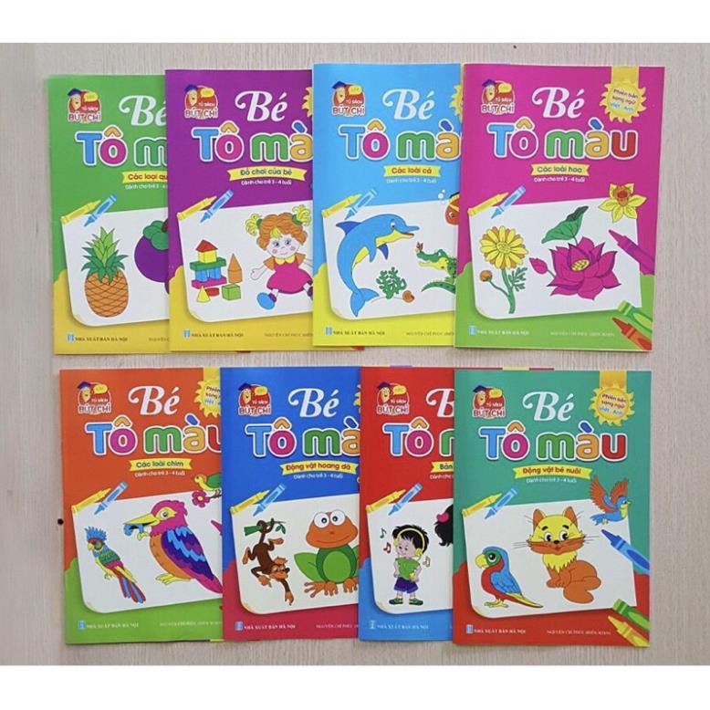 Bộ 8 quyển vở tập tô hình ảnh tốt nhiều chủ đề cho bé tập tô