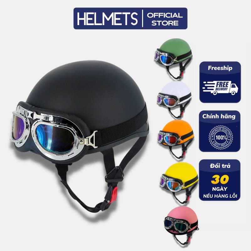 Mũ bảo hiểm nửa đầu, nón bảo hiểm 1/2 , mũ bảo hiểm cao cấp có kính , helmet h14