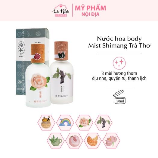 Nước Hoa Body Mist Shimang Trà Thơ Mẫu Mới Nắp Gỗ Thân Thủy Tinh Vỏ Mờ Sang Trọng Xịt Thơm Body Mist