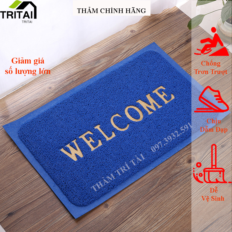 Thảm nhựa lau chân Welcome 50x70cm 3A Chùi Chân Chống Trơn Trượt Sang Trọng Cao Cấp