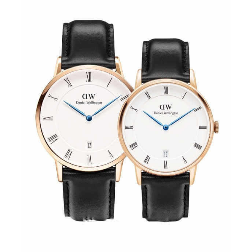 Combo Đồng hồ đôi dây da Danlei WeIIingt0n Dapper DW00100186 nam size 38mm nữ size 32mm fullbox, chống nước , vỏ thép không gỉ , Đồng hồ đôi nam nữ tình yêu