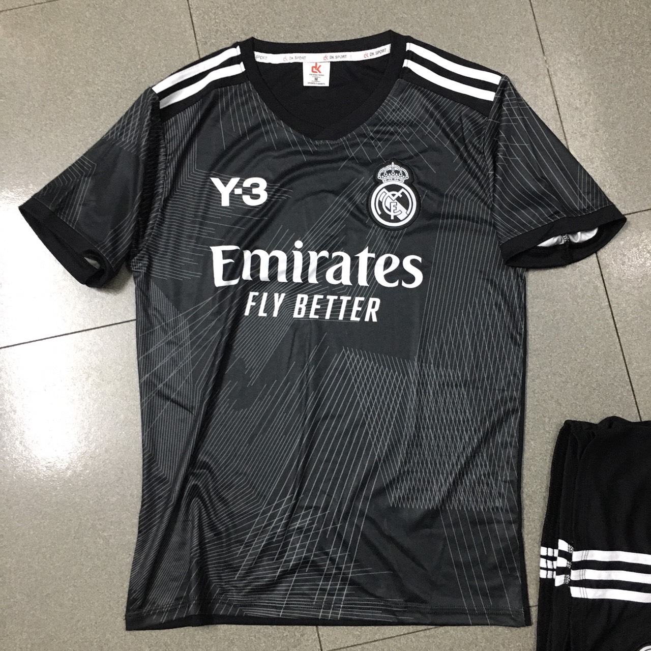 Bộ quần áo đá banh real đen y3 sân khách 22-23 flg