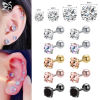 ZS Stainless Steel Round Stud Earrings with CZ Crystal