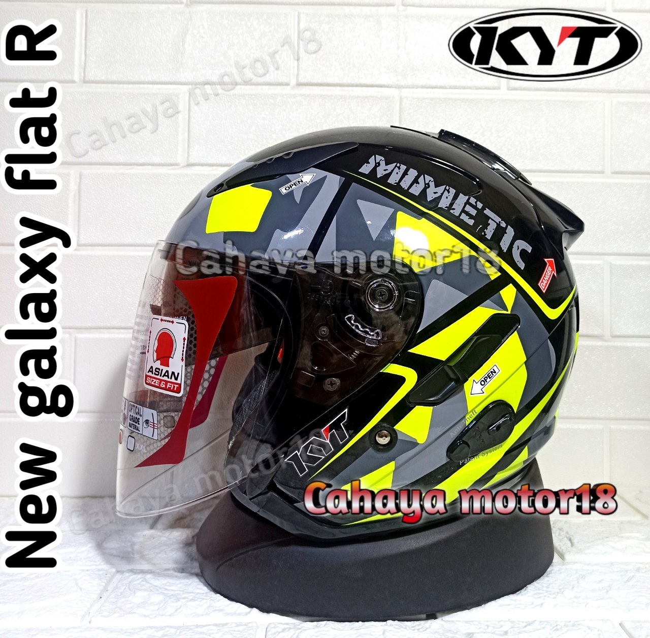 HELM KYT GALAXY FLAT R #4 YELLOW|HELEM GALAXI KACA DATAR Harga 490,000 rupiah*Gratis Ongkir