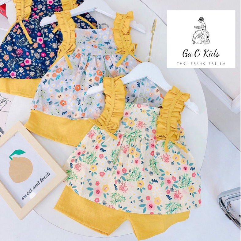 Bộ bé gái 2 dây bèo thô hoa nhí cho bé gái từ 0-5 tuổi. Set bộ đồ bé gái đi học, đi chơi