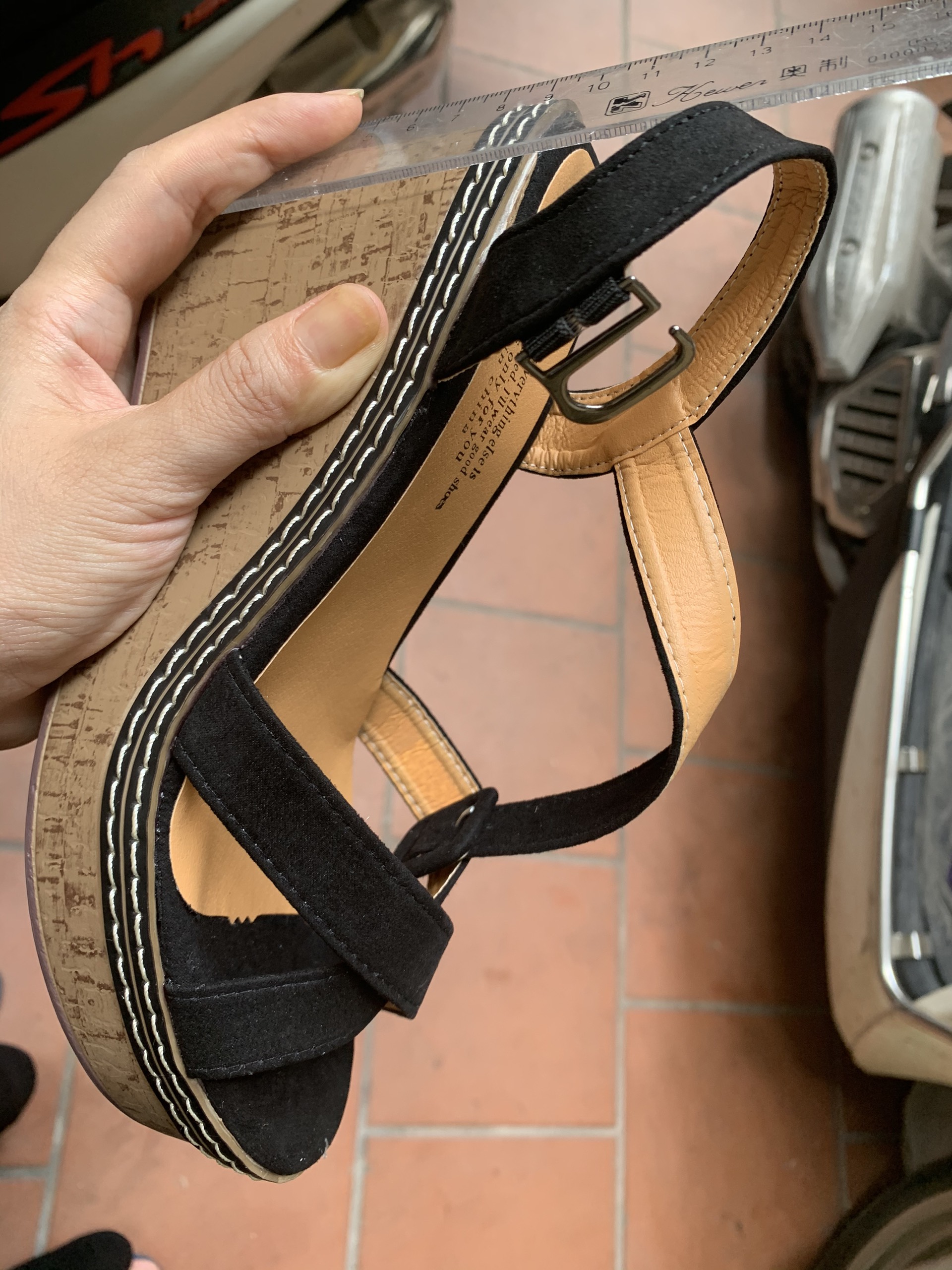 Sandal đế xuồng quai chéo 7cm siêu nhẹ C45