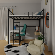 CUTTING EDGE Single Size Loft Bed in Flat Black