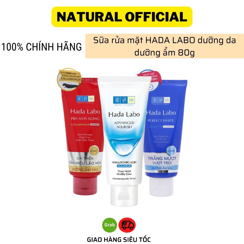Sữa rửa mặt HADA LABO Advanced Nourish Cleanser làm trắng sạch da dưỡng da dưỡng ẩm 80g