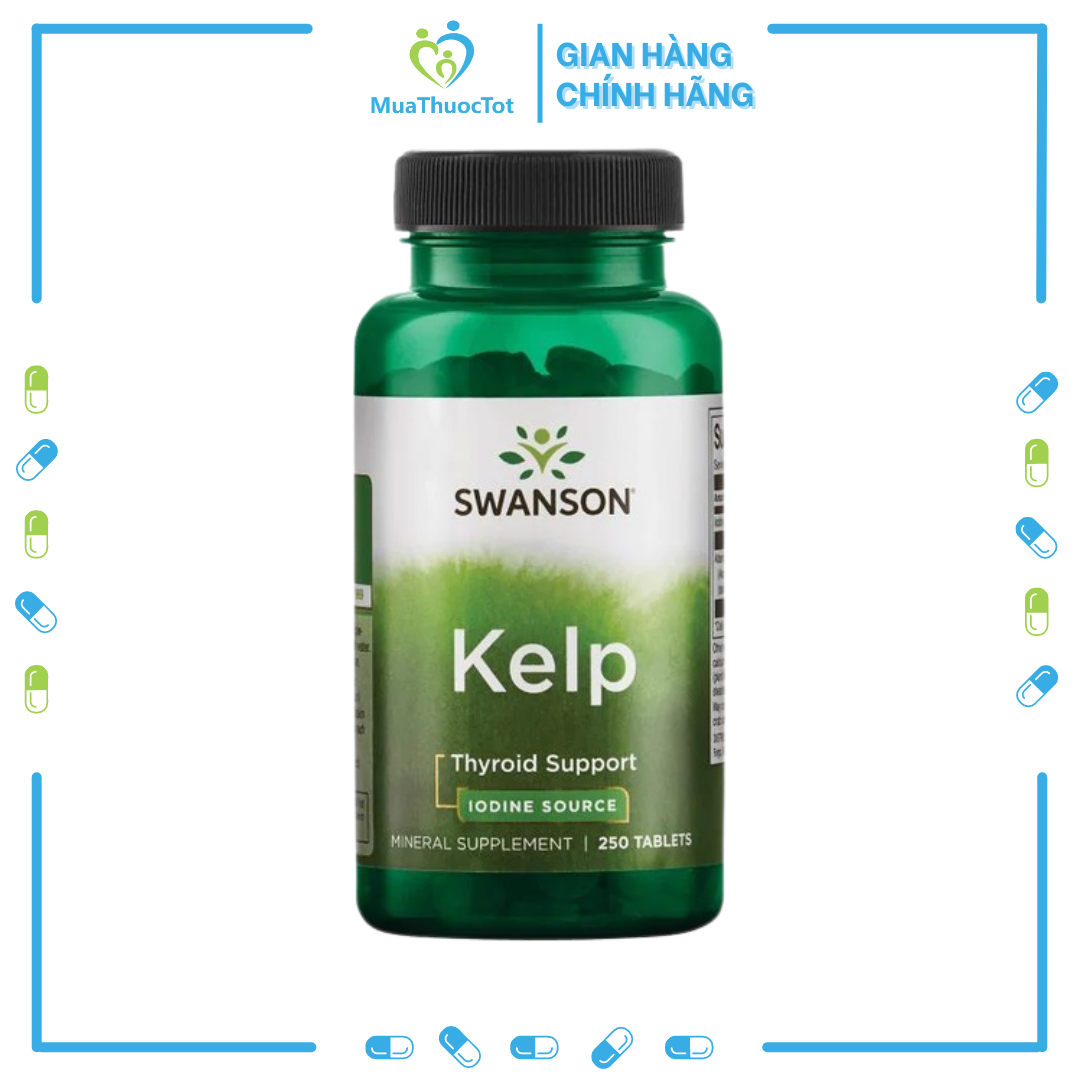 Viên uống hỗ trợ tuyến giáp swanson kelp iodine source 225mcg 250 viên mỹ
