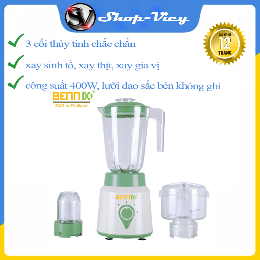 Máy Xay Sinh Tố Bennix BN688 - Máy Xay Đa Năng Công Suất 400W Lưỡi Dao Inox Cao Cấp Không Hoen Ghỉ, Dung Tích Cối Lớn 1500ml Đáp Ứng Được Nhiều Nhu Cầu Xay Thịt, Xay Gia Vị 2 Tốc Độ Xay 1 Chế Độ Nhồi Xay Được Nhiều Thứ