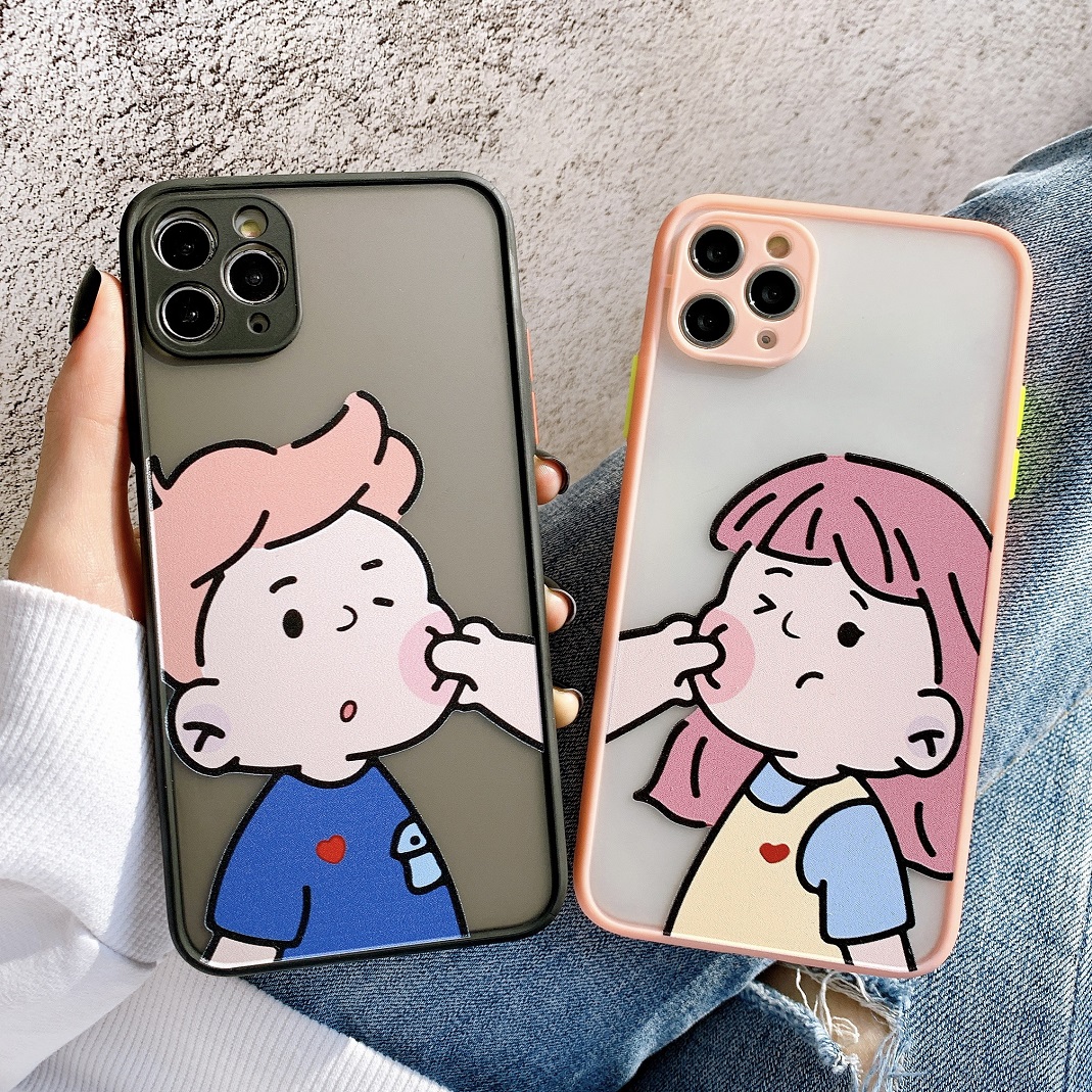 Ốp lưng nhám chống sock, va đập bảo vệ camera boy girl kute