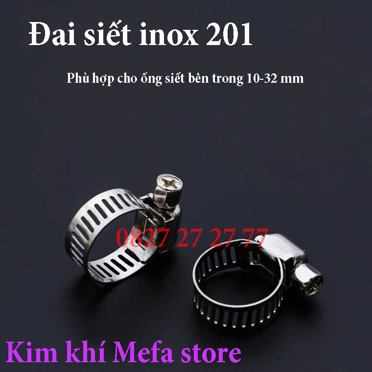 Đai siết cổ dê inox từ 10-32- Quai nhê inox siết ống nhanh chóng chắc chắn