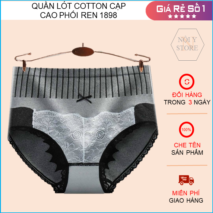 Combo 5 quần lót cotton gen bụng cạp cao phối ren 1898 - quần lót nữ sexy cao cấp