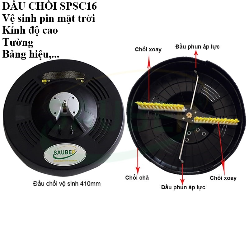 [HCM]ĐẦU CHỔI TRÒN VỆ SINH TẤM PIN SAUBER (SPSC16) (CHƯA CÓ CÁN CÂY VÀ MÁY BƠM ÁP LỰC) - DỤNG CỤ VỆ SINH PIN MẶT TRỜI, KÍNH ĐỘ CAO,...