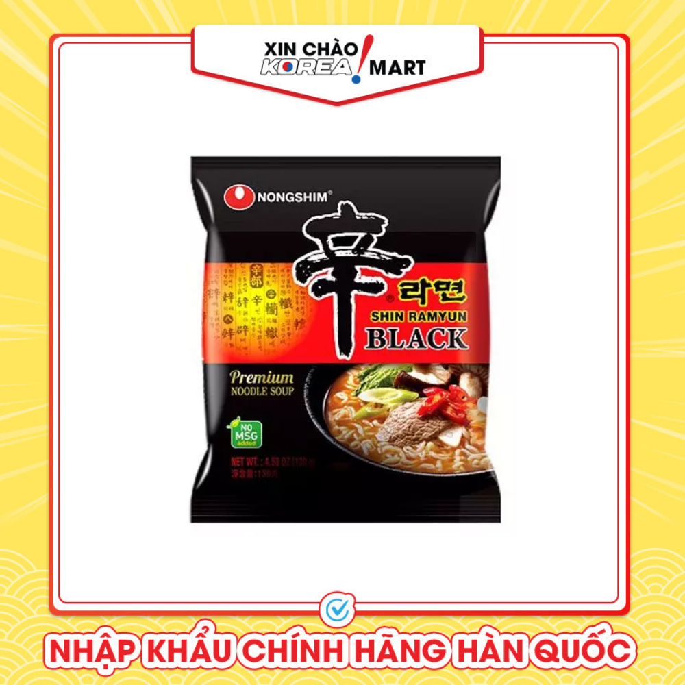 Mì shin black cay Hàn Quốc gói lẻ 134g Xin Chào Korea Mart