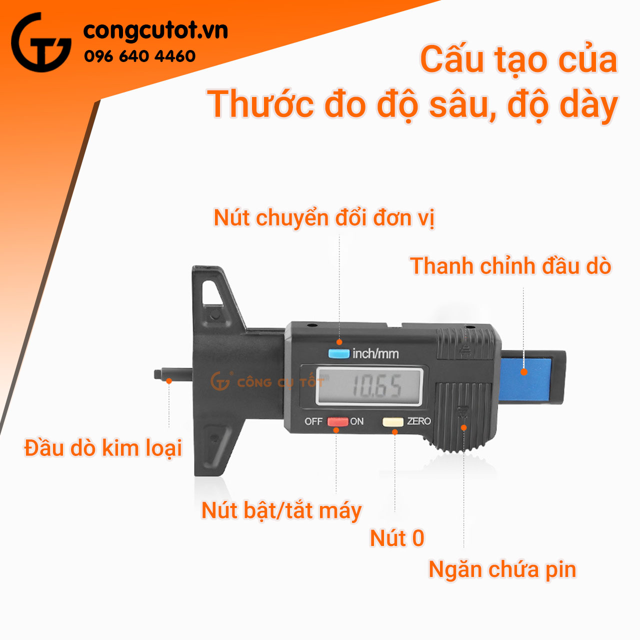 Thước đo độ sâu, độ dày lốp xe mẫu tùy chọn