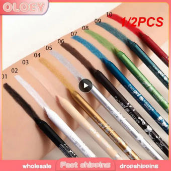 1/2pcs trong 1 Bút kẻ mắt môi lót Gel Bút chì không thấm nước lâu dài màu xanh trắng đen nâu dễ dàng mặc Bút kẻ mắt trang điểm cho mắt 7