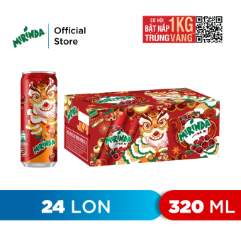 Thùng 24 Lon Nước Ngọt Có Gaz Mirinda Xá Xị (320ml/lon)