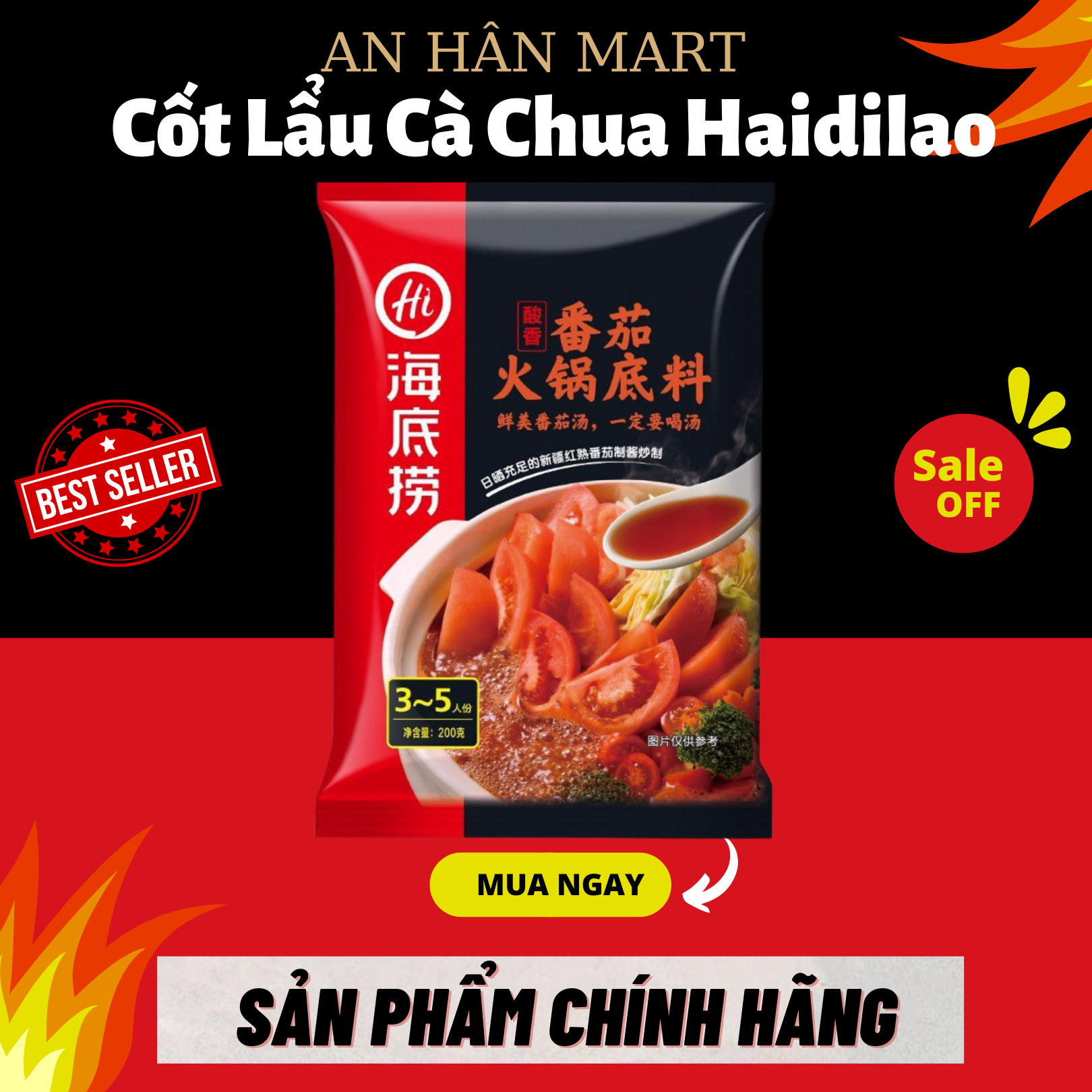 Gia vị lẩu haidilao vị cà chua thơm ngon gói 200g