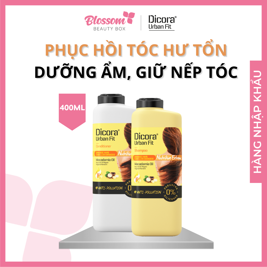 400ML Dầu gội xả phục hồi tóc hư tổn Dicora Urban Fit chiết xuất tinh dầu Macadamia
