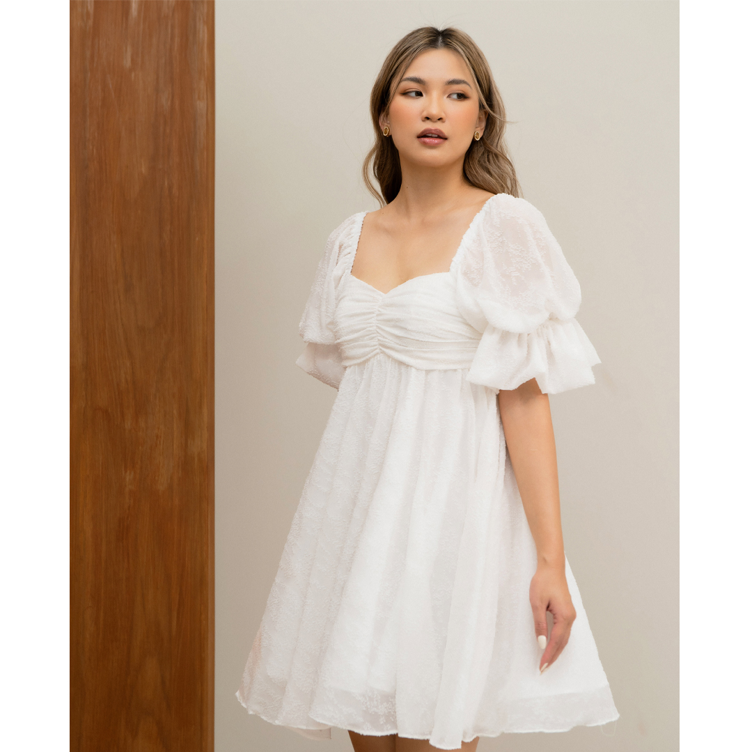 Des Fleurs - Váy xoè Lys Baby Doll Puff Sleeve Dress