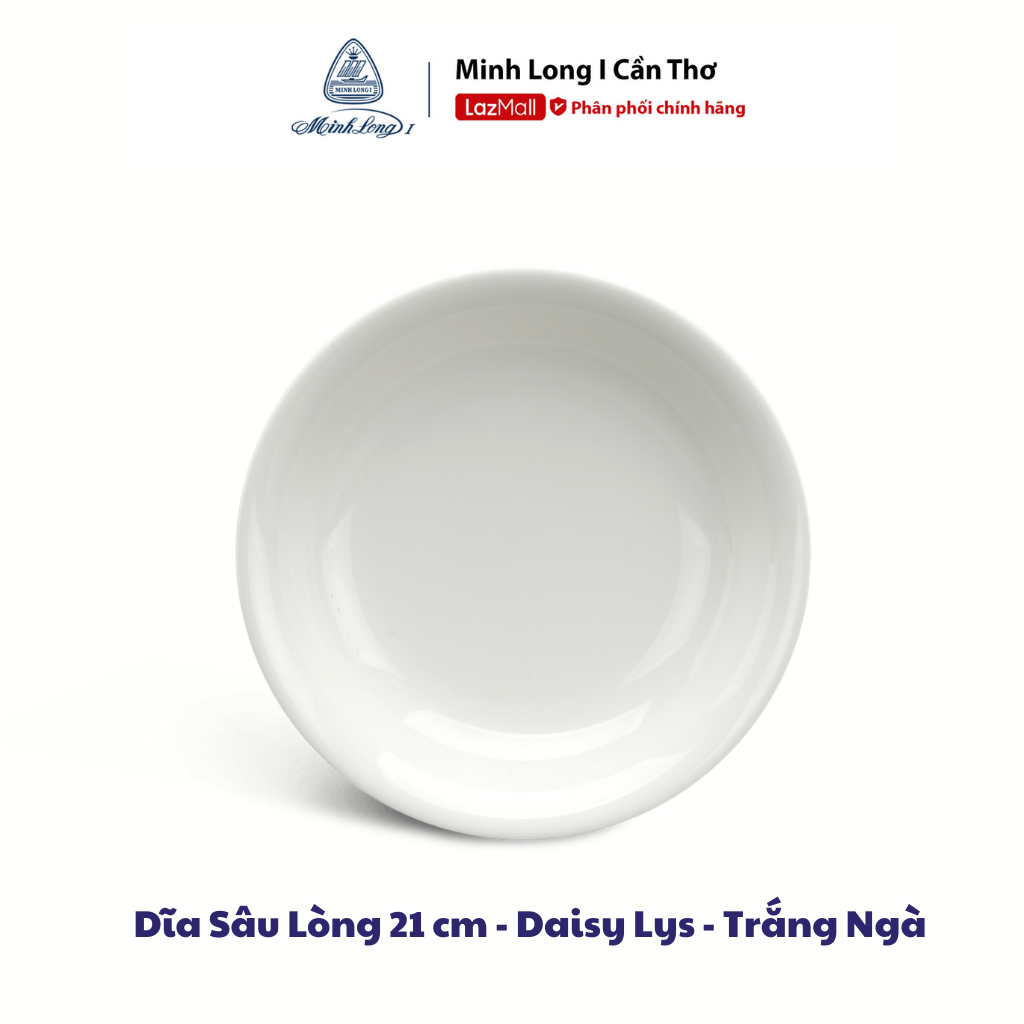 Dĩa Sâu Lòng 18cm, 21cm, 23cm, 25cm - Daisy Lys - Trắng Ngà - Sứ Đẹp Cao Cấp Minh Long - Dùng Trong Bữa Ăn Gia Đình, Đãi Khách, Qùa Tặng Ý Nghĩa Tân Gia, Người Thân, Bạn Bè