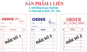 Phiếu order 1 liên-50 quyển-in theo mẫu chọn