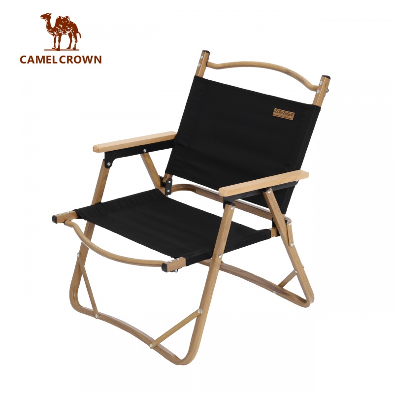 Ghế Xếp Camel Crown Ghế Cắm Trại Dã Ngoại Ghế Câu Cá Bãi Biển Ghế Tựa Ngoài Trời Di Động A1W3GT101-1, Màu Đen