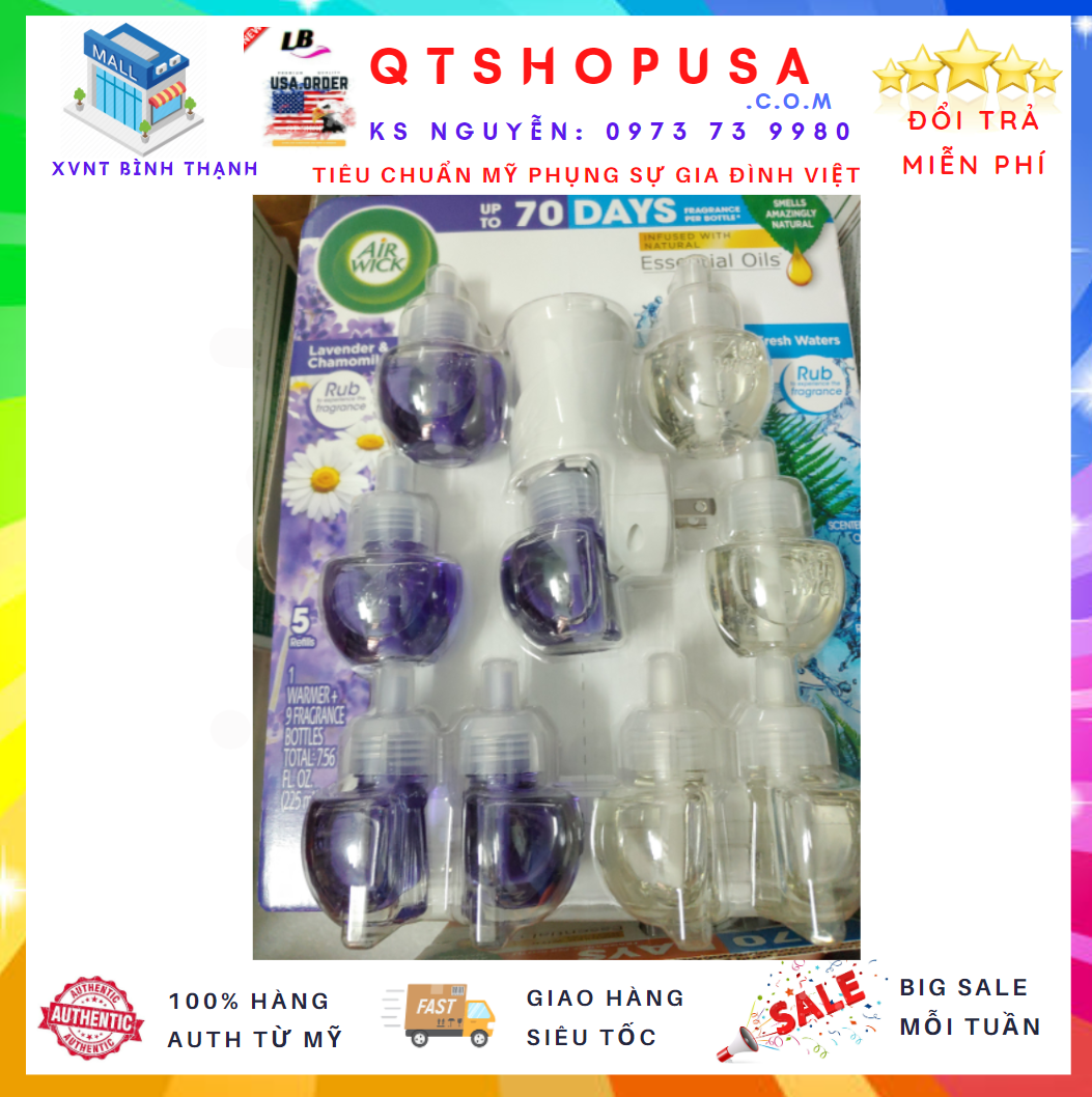 Set tinh dầu cắm điện thơm phòng Air Wick của Mỹ