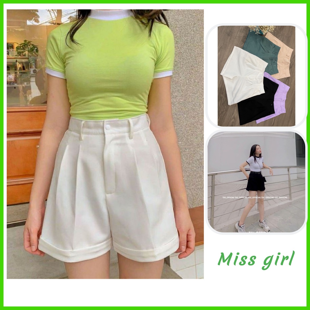 Quần short nữ gập gấu cá tính nhiều màu - Missgirl