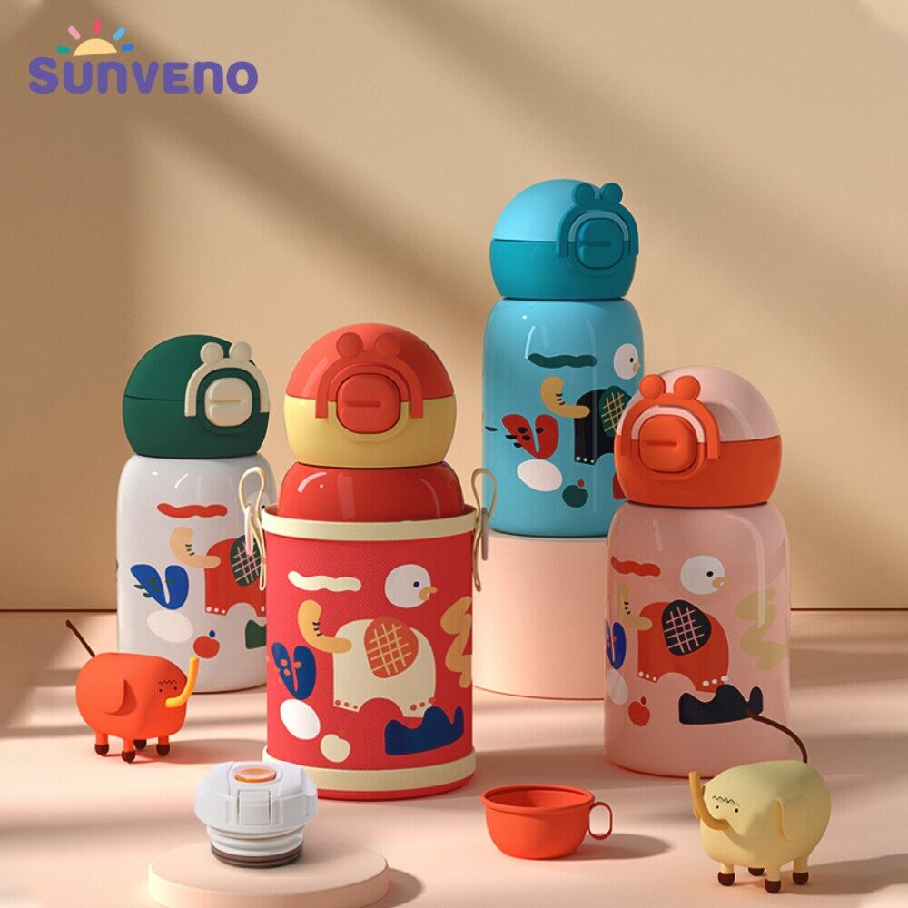 Gambar Sunveno 550ml Baby Thermos Bottle, Classic Vacuum Insulated Wide Mouth Water Bottle, Stainless Steel Thermos Cup