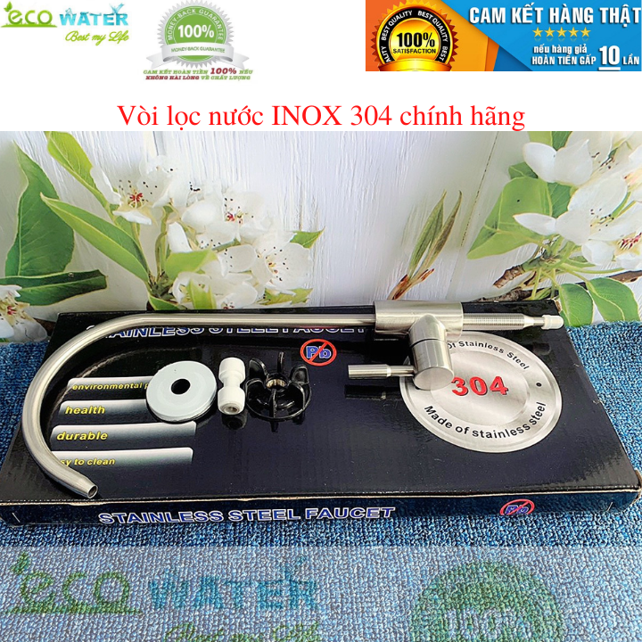 Vòi máy lọc nước INOX 304 - Tặng kèm 1m dây phi 6 - Ecoin0025
