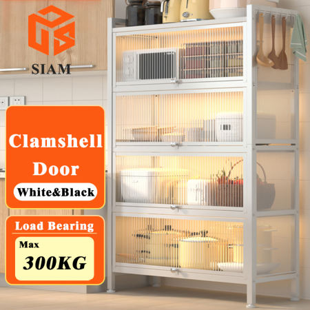 Cabinets with door kitchen racks Carbon Steel Multi-layer Cupboards Microwave Ovens Storage Shelves